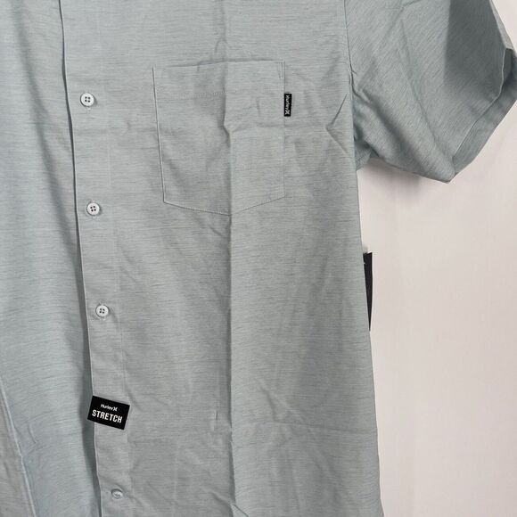 Hurley Mens XXL Short Sleeve Button Up Grey Nike Dri-Fit Classic Fit - Picture 5 of 6